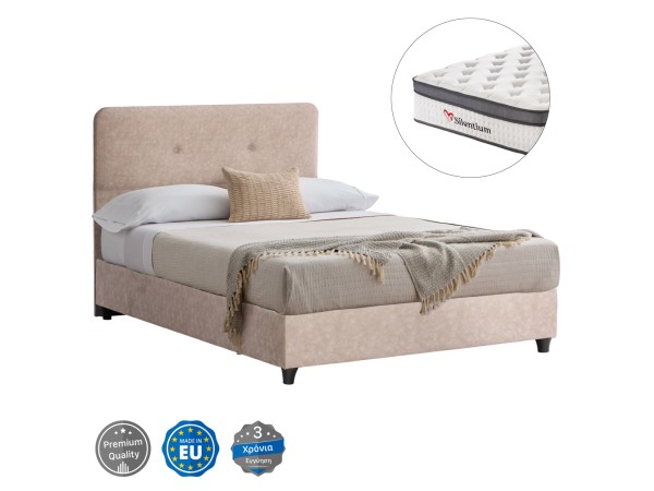 ΚΡΕΒΑΤΙ ΗΜΙΔΙΠΛΟ ΜΕ ΣΤΡΩΜΑ DOLORES HM10746.03 ΜΠΕΖ ΥΦΑΣΜΑ τ.NUBUCK--ΓΙΑ 120x200εκ