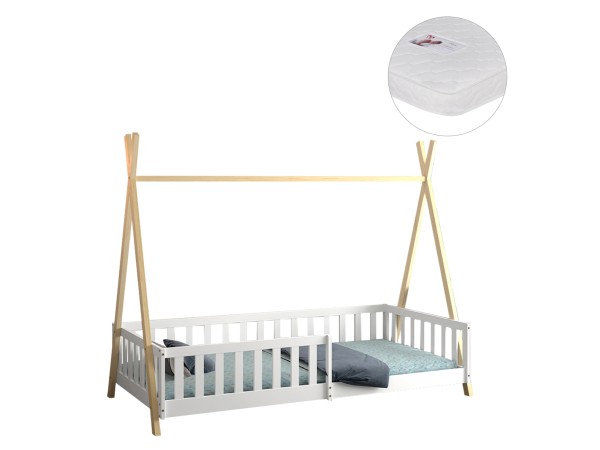 ΚΡΕΒΑΤΙ ΠΑΙΔΙΚΟ ΜΕ ΚΑΓΚΕΛΑ MUNK HM21325 ΠΕΥΚΟ ΛΕΥΚΟ/ΦΥΣΙΚΟ--ΜΕ ΣΤΡΩΜΑ 90x190εκ