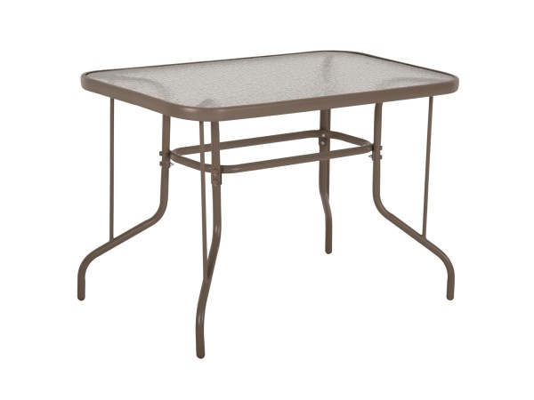 ΤΡΑΠΕΖΙ ADAM HM5020.04 ΜΕΤΑΛΛΙΚΟ ΣΑΜΠΑΝΙ ΜΕ ΓΥΑΛΙΝΗ ΕΠΙΦΑΝΕΙΑ 110Χ60Χ71Υεκ.