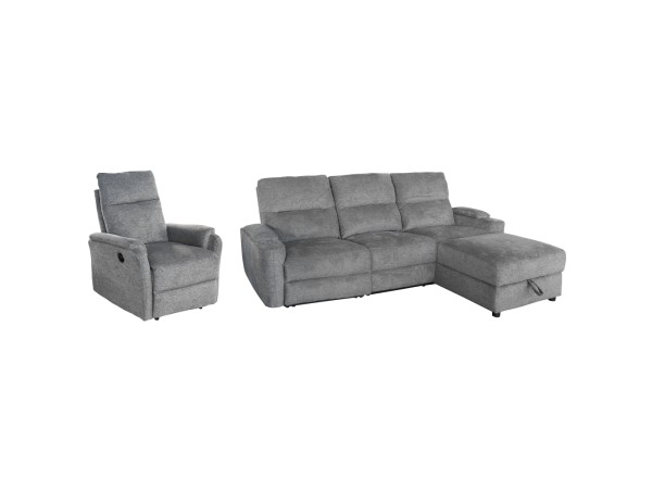 ΣΕΤ ΚΑΝΑΠΕΣ-ΠΟΛΥΘΡΟΝΑ RELAX SYNTHIA HM10736.03 ΓΚΡΙ ΥΦΑΣΜΑ-ΗΛ.ΑΝΑΚΛΙΣΗ [R]