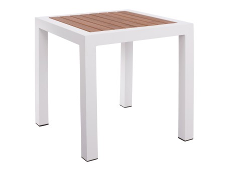 ΤΡΑΠΕΖΙ ΑΛΟΥΜΙΝΙΟΥ SABRA HM5403.01 ΛΕΥΚΟ ΜΕ POLYWOOD 45Χ45Χ45,5 εκ.