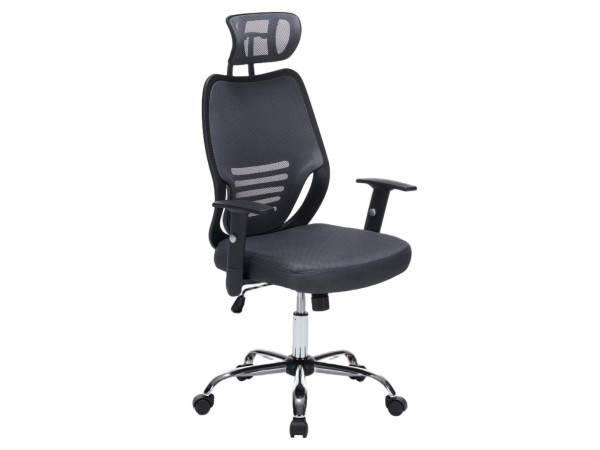 ΚΑΡΕΚΛΑ ΓΡΑΦΕΙΟΥ BRIEF HM1206.02 ΓΚΡΙ MESH--ΒΑΣΗ ΧΡΩΜΙΟΥ 63x64x122Υεκ.