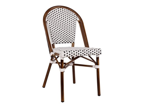 ΚΑΡΕΚΛΑ BISTRO ΑΛΟΥΜΙΝΙΟΥ BAMBOO LOOK ΜΕ ΛΕΥΚΟ-ΜΑΥΡΟ RATTAN HM5566.01 45x54x90Υεκ.