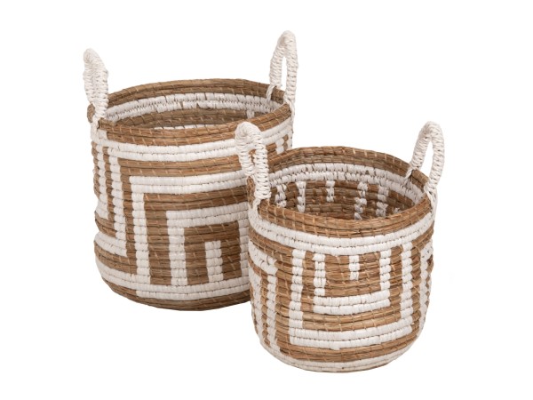 ΣΕΤ ΔΙΑΚΟΣΜΗΤΙΚΑ ΚΑΛΑΘΙΑ HM7846.01 ΑΠΟ MENDONG GRASS ΣΕ ΛΕΥΚΟ-ΦΥΣΙΚΟ Φ36x32-40Yεκ.