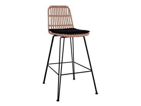ΣΚΑΜΠΟ ΜΕΤΑΛΛΙΚΟ ΜΕ ΜΑΞΙΛΑΡΙ ALLEGRA HM5452 ΜΕ WICKER ΣΕ ΜΠΕΖ ΑΠΟΧΡΩΣΗ 56x60x109 εκ.