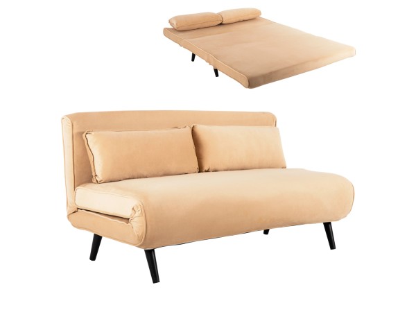 ΚΑΝΑΠΕΣ ΚΡΕΒΑΤΙ 2 ΑΤΟΜΩΝ ASMA HM3077.17 ΜΕ ΒΕΛΟΥΔΟ ΜΠΕΖ 140x80x77Yεκ.