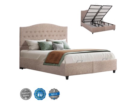 ΚΡΕΒΑΤΙ MALENA ΜΕ ΑΠΟΘΗΚΕΥΤΙΚΟ ΜΠΕΖ ΥΦΑΣΜΑ Τ. NUBUK HM624.22 ΓΙΑ ΣΤΡΩΜΑ 160x200 εκ.