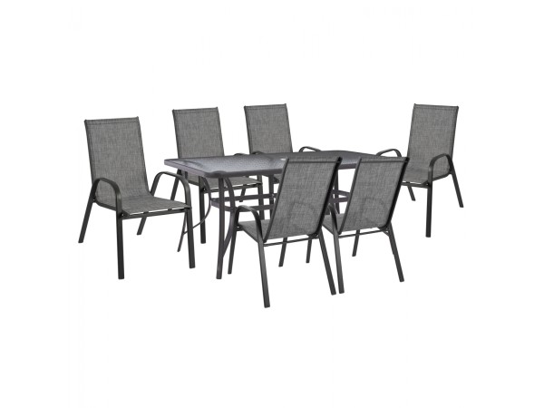 ΣΕΤ ΤΡΑΠΕΖΑΡΙΑ 7ΤΜΧ ΤΡΑΠΕΖΙ BRUNO 150X90 ΜΕ ΠΟΛΥΘΡΟΝΕΣ TEXTILINE ΓΚΡΙ HM11471