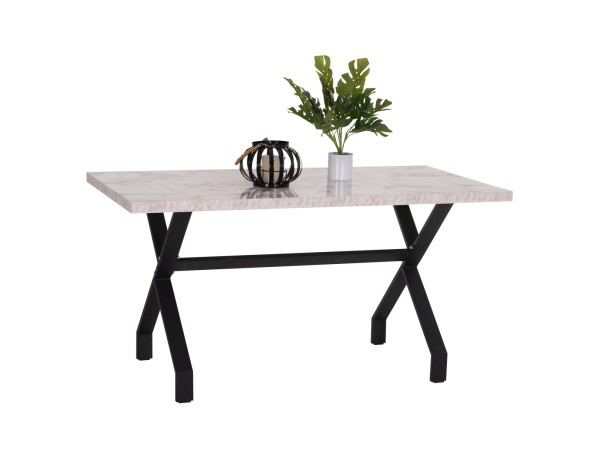 ΤΡΑΠΕΖΙ ΚΟΥΖΙΝΑΣ LANA HM18221.01 ΜΕΛΑΜΙΝΗ ΛΕΥΚΟ ΜΑΡΜΑΡΟ-ΜΑΥΡΑ ΜΕΤΑΛ.ΠΟΔΙΑ 140x70x72Υεκ