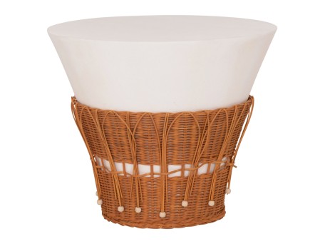 ΤΡΑΠΕΖΙ ΣΑΛΟΝΙΟΥ PERRAL HM18164.02L FIBER CEMENT ΛΕΥΚΟ-ΦΥΣΙΚΟ RATTAN--Φ55x45Υεκ