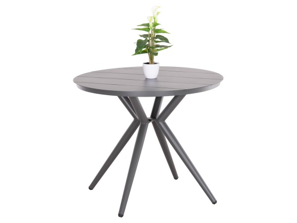 ΤΡΑΠΕΖΙ ΣΤΡΟΓΓΥΛΟ ΑΛΟΥΜΙΝΙΟΥ HIGER HM6289.01 ΓΚΡΙ Φ90x74Yεκ.