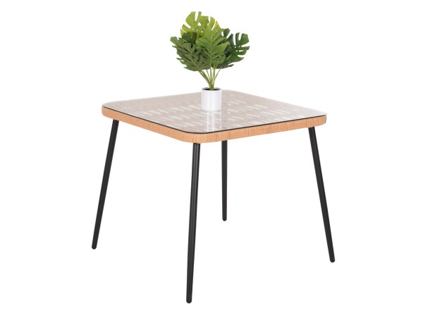 ΤΡΑΠΕΖΙ ΤΕΤΡΑΓΩΝΟ ALLEGRA HM5536.11 ΜΕΤΑΛ.ΜΑΥΡΟ-P.E. RATTAN ΦΥΣΙΚΟ 79,5x79,5x72,5Υεκ