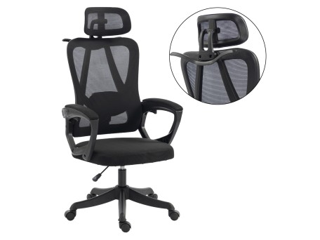 ΚΑΡΕΚΛΑ ΓΡΑΦΕΙΟΥ FRANTIC HM1224.01 ΜΑΥΡO MESH & ΠΟΛΥΠΡΟΠΥΛΕΝΙΟ 60x60x134Υεκ