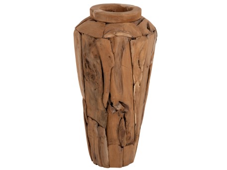 ΔΙΑΚΟΣΜΗΤΙΚΟ ΒΑΖΟ ΔΑΠΕΔΟΥ ZENIA HM7920 ΑΠΟ ΚΟΜΜΑΤΙΑ ΑΝΑΚΥΚΛΩΜΕΝΟΥ ΞΥΛΟΥ TEAK ΣΕ ΦΥΣΙΚΟ Φ40x80Υ εκ.