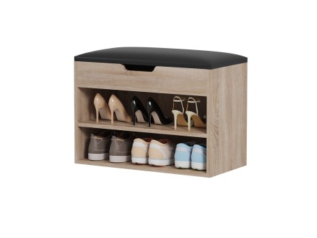 ΠΑΠΟΥΤΣΟΘΗΚΗ ΜΕ ΚΑΘΙΣΜΑ ROMIR HM2477.01 ΜΕΛΑΜΙΝΗ ΣΕ ΣΟΝΑΜΑ-ΚΑΘΙΣΜΑ ΚΑΦΕ 60x30x44Υ