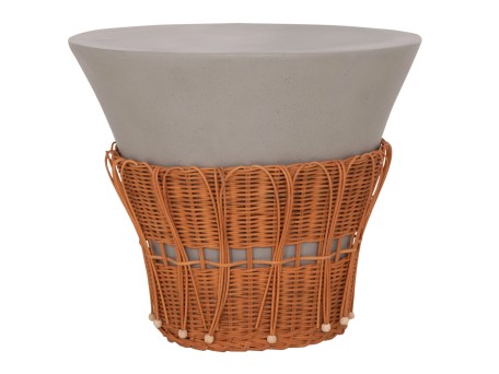 ΤΡΑΠΕΖΙ ΣΑΛΟΝΙΟΥ PERRAL HM18164.03L FIBER CEMENT ΓΚΡΙ-ΦΥΣΙΚΟ RATTAN--Φ55x45Υεκ