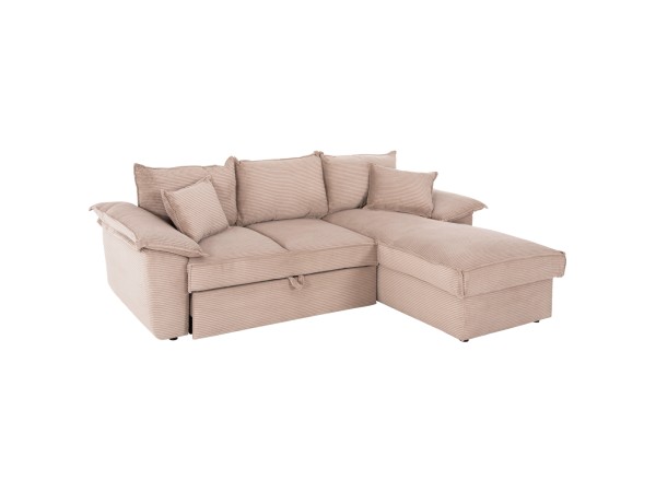 ΓΩΝΙΑΚΟΣ ΚΑΝΑΠΕΣ-ΚΡΕΒΑΤΙ ΜΕ ΑΠΟΘ.ΧΩΡΟ ALDO HM3276.01R ΜΠΕΖ ΥΦΑΣΜΑ 256x91-159x87Υεκ.