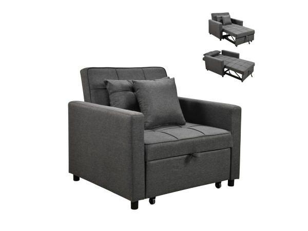 ΠΟΛΥΘΡΟΝΑ-ΚΡΕΒΑΤΙ MERO HM3306.01 ΓΚΡΙ ΥΦΑΣΜΑ 98x85x88Υεκ.