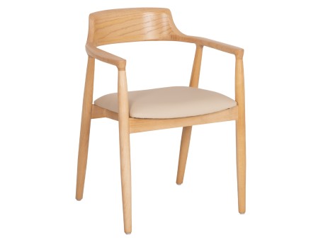 ΠΟΛΥΘΡΟΝΑ ΤΡΑΠΕΖΑΡΙΑΣ TARGA HM18336.11 RUBBERWOOD ΦΥΣΙΚΟ & PU ΕΚΡΟΥ 58x54x78Yεκ