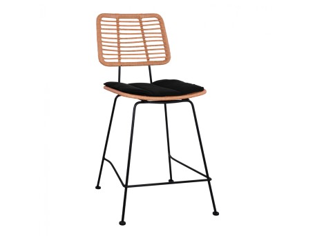 ΣΚΑΜΠΟ ΜΕΣΑΙΟΥ ΥΨΟΥΣ ALLEGRA HM5644 ΜΕΤΑΛΛΙΚΟ ΜΕ WICKER ΣΕ ΜΠΕΖ ΑΠΟΧΡΩΣΗ 55x56x107 εκ.