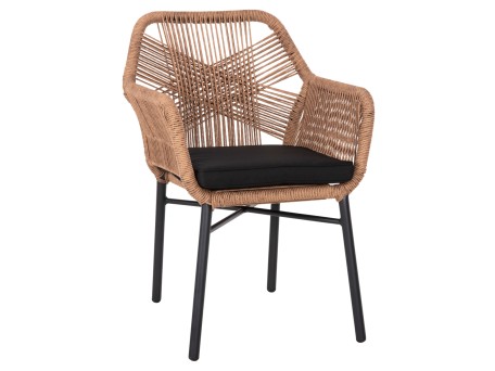 ΠΟΛΥΘΡΟΝΑ TOPIN HM6048.02 ΑΛΟΥΜΙΝΙΟ ΜΑΥΡΟ-P.E. RATTAN ΜΠΕΖ-ΜΑΞΙΛΑΡΙ ΜΑΥΡΟ 57x65x84Υ εκ