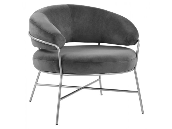 ΠΟΛΥΘΡΟΝΑ TRUDI HM8639.01 ΑΠΟ ΓΚΡΙ ΒΕΛΟΥΔΟ ΜΕ ΑΣΗΜΙ ΣΚΕΛΕΤΟ 83x75x76 εκ.