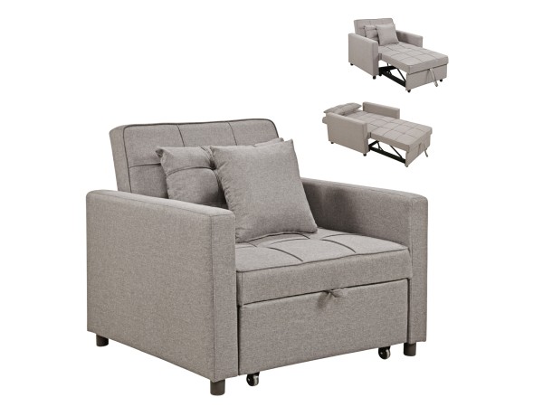 ΠΟΛΥΘΡΟΝΑ-ΚΡΕΒΑΤΙ MERO HM3306.03 ΜΠΕΖ ΥΦΑΣΜΑ 98x85x88Υεκ.