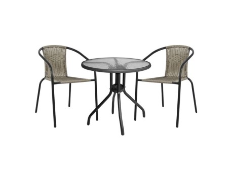 ΣΕΤ ΤΡΑΠΕΖΑΡΙΑΣ 3ΤΜΧ ΜΕ ΤΡΑΠΕΖΙ Φ70 & ΚΑΡΕΚΛΕΣ CAMEL ΓΚΡΙ HM5180.01