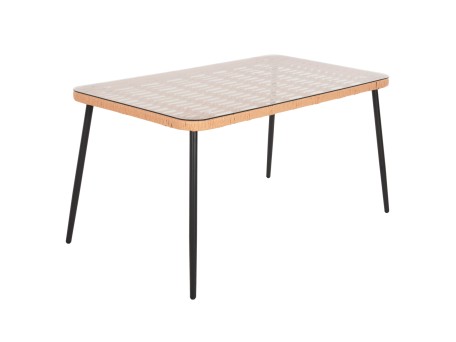 ΤΡΑΠΕΖΙ ΟΡΘΟΓΩΝΙΟ ALLEGRA HM5537.11 ΜΕΤΑΛ.ΜΑΥΡΟ-P.E. RATTAN ΦΥΣΙΚΟ 139,5x79,5x73Υεκ.