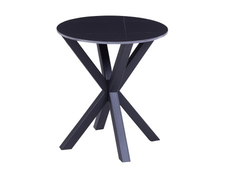 ΒΟΗΘΗΤΙΚΟ ΤΡΑΠΕΖΑΚΙ ΣΤΡΟΓΓΥΛΟ HM9473.04 BLACK MARBLE ΕΠΙΦΑΝΕΙΑ ΜΑΥΡΗ ΒΑΣΗ Φ50x55Yεκ.