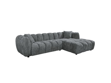 ΚΑΝΑΠΕΣ ΓΩΝΙΑ (ΔΕΞΙΑ) LYKKE HM3326.01R ΓΚΡΙ ΥΦΑΣΜΑ 280x89-165(η γωνία)x70Υεκ