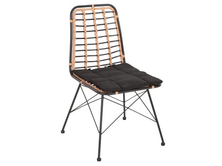 ΚΑΡΕΚΛΑ ΜΕΤΑΛΛΙΚΗ ALLEGRA HM5691.11 WICKER ΜΠΕΖ-ΜΑΥΡΟ 51x54x84Υεκ.