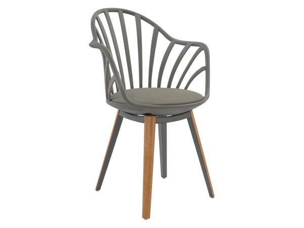 ΠΟΛΥΘΡΟΝΑ ΤΡΑΠΕΖΑΡΙΑΣ HM8049.10 ANAIS ΓΚΡΙ ΜΕ ΞΥΛΙΝΑ ΠΟΔΙΑ 60x61x85,5 εκ.