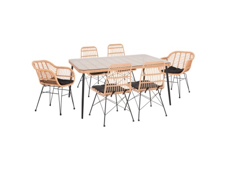 ΣΕΤ ΤΡΑΠΕΖΑΡΙΑΣ 7ΤΜΧ ALLEGRA HM10495 WICKER ΜΠΕΖ-ΜΕΤΑΛΛΟ ΜΑΥΡΟ