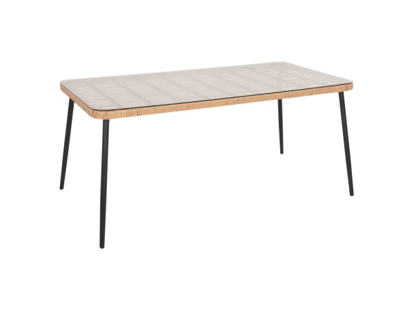 ΤΡΑΠΕΖΙ ΟΡΘΟΓΩΝΙΟ ALLEGRA HM5538.11 ΜΕΤΑΛ.ΜΑΥΡΟ-P.E. RATTAN ΦΥΣΙΚΟ 159,5x89,5x72Υεκ.