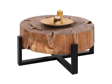 ΤΡΑΠΕΖΙ ΣΑΛΟΝΙΟΥ MOBLEY HM9352 ΑΠΟ ΜΑΣΙΦ ΞΥΛΟ ΤEAK ΦΥΣΙΚΟ Φ80x40YΕκ.