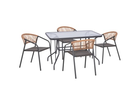 ΣΕΤ ΤΡΑΠΕΖΑΡΙΑΣ 5ΤΜΧ ADAM HM10859.01 ΚΑΡΕΚΛΕΣ ΜΕΤΑΛΛΙΚΕΣ & ΤΡΑΠΕΖΙ 120x70εκ ΓΚΡΙ