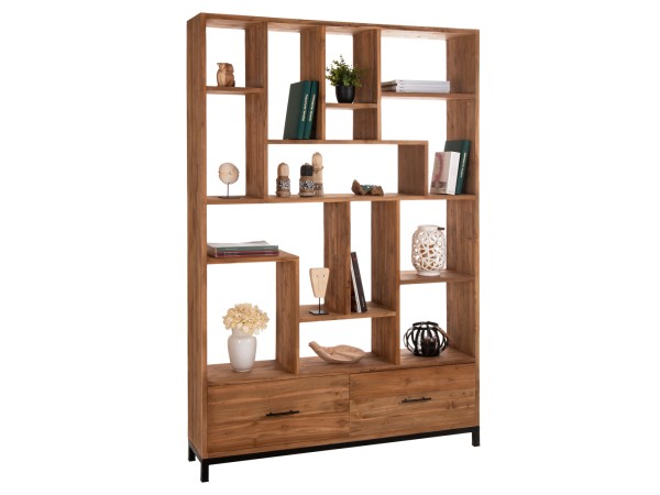 ΒΙΒΛΙΟΘΗΚΗ ROMULUS HM9803 ΑΝΑΚΥΚΛΩΜΕΝΟ ΞΥΛΟ ΤΕΑΚ ΜΕ 2 ΣΥΡΤΑΡΙΑ 140x30x210,5Yεκ.