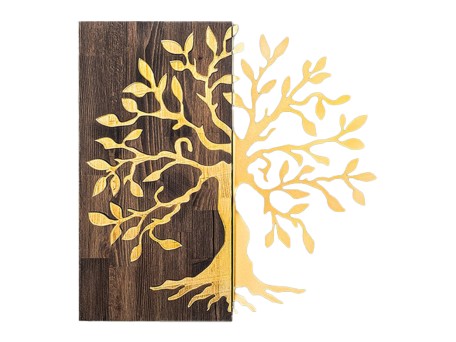 ΔΙΑΚΟΣΜΗΤΙΚΟ ΤΟΙΧΟΥ ΔΕΝΤΡΟ HM4751-ΦΥΛΛΑ ΜΕΤΑΛΛΟΥ ΧΡΥΣΑ-ΞΥΛΟ 58x3(βάθος)x58Υεκ.