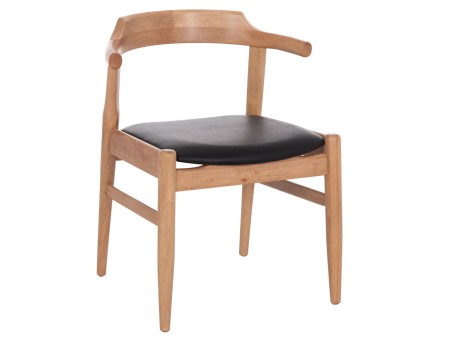 ΠΟΛΥΘΡΟΝΑ CERSEI HM9946.01 RUBBERWOOD ΣΕ LIGHT OAK & PU ΣΕ ΜΑΥΡΟ 57x53x72Υεκ