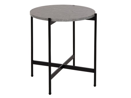 ΒΟΗΘΗΤΙΚΟ ΤΡΑΠΕΖΙ HM9589.02 MDF ΓΚΡΙ ΜΑΡΜΑΡΟ-ΜΑΥΡΗ ΜΕΤΑΛΛΙΚΗ ΒΑΣΗ Φ50x55Υεκ.