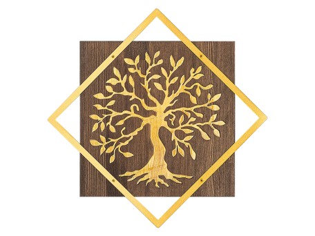 ΔΙΑΚΟΣΜΗΤΙΚΟ ΤΟΙΧΟΥ ΔΕΝΤΡΟ HM4752-ΦΥΛΛΑ ΜΕΤΑΛΛΟΥ ΧΡΥΣΑ-ΞΥΛΟ 54x3(βάθος)x54Υεκ.