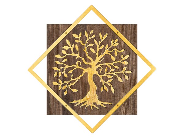 ΔΙΑΚΟΣΜΗΤΙΚΟ ΤΟΙΧΟΥ ΔΕΝΤΡΟ HM4752-ΦΥΛΛΑ ΜΕΤΑΛΛΟΥ ΧΡΥΣΑ-ΞΥΛΟ 54x3(βάθος)x54Υεκ.