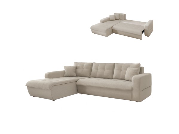 ΚΑΝΑΠΕΣ ΚΡΕΒΑΤΙ ΑΡΙΣΤΕΡΗ ΓΩΝΙΑ KANSO HM3338.03L ΜΠΕΖ ΥΦΑΣΜΑ 244x188x80Υεκ