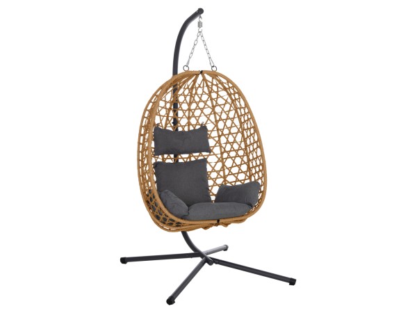 ΚΡΕΜΑΣΤΗ ΦΩΛΙΑ NESTA HM6468.05 ΜΑΥΡΟ ΜΕΤΑΛΛΟ--ΚΑΦΕ P.E.RATTAN 100x100x190Υεκ.
