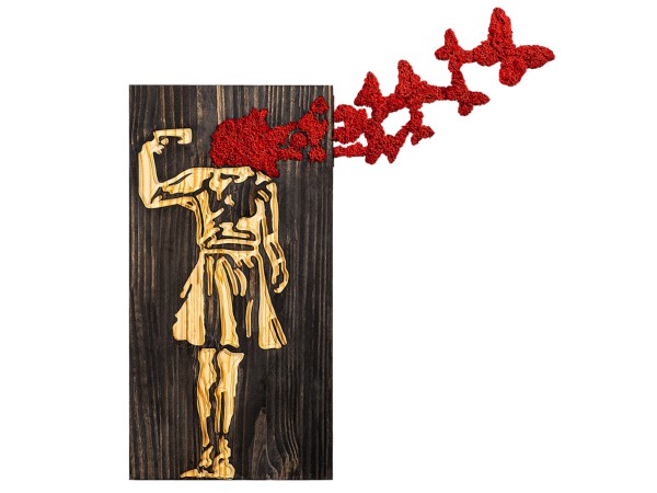 ΔΙΑΚΟΣΜΗΤΙΚΟ ΤΟΙΧΟΥ ΦΙΓΟΥΡΑ ΚΟΡΙΤΣΙΟΥ HM4755-ΦΥΛΛΑ ΜΕΤΑΛΛΟΥ-ΞΥΛΟ 62x3(βάθος)x70Υεκ.