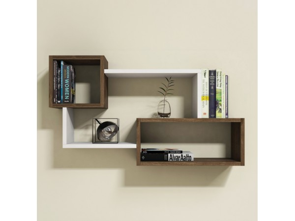 ΡΑΦΙΕΡΑ ΤΟΙΧΟΥ TANNER HM8948.11 ΜΕΛΑΜΙΝΗ ΣΕ ΦΥΣΙΚΟ-ΛΕΥΚΟ 90,5x20x51Υ εκ.