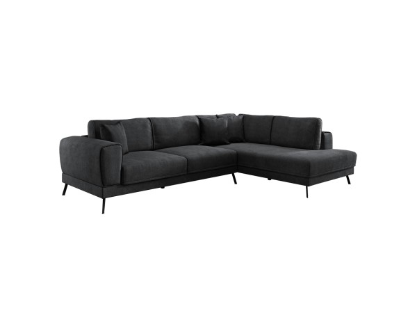 ΚΑΝΑΠΕΣ ΚΡΕΒΑΤΙ ΔΕΞΙΑ ΓΩΝΙΑ ZENORA HM3337.01R ΣΚΟΥΡΟ ΓΚΡΙ ΥΦΑΣΜΑ 304x212x80Υεκ