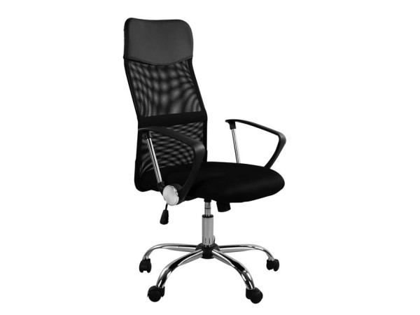 ΚΑΡΕΚΛΑ ΓΡΑΦΕΙΟΥ CABLE HM1000.01 ΜΑΥΡO MESH ΚΑΙ ΠΟΔΙ ΧΡΩΜΙΟΥ 61x56x118 εκ.