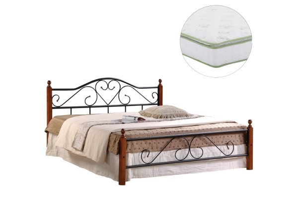 ΚΡΕΒΑΤΙ ΔΙΠΛΟ & ΣΤΡΩΜΑ CANDY HM21327 ΜΕΤΑΛΛΟ & ΞΥΛΟ ΣΕ DIRTY OAK--ΣΤΡΩΜΑ 150x200εκ